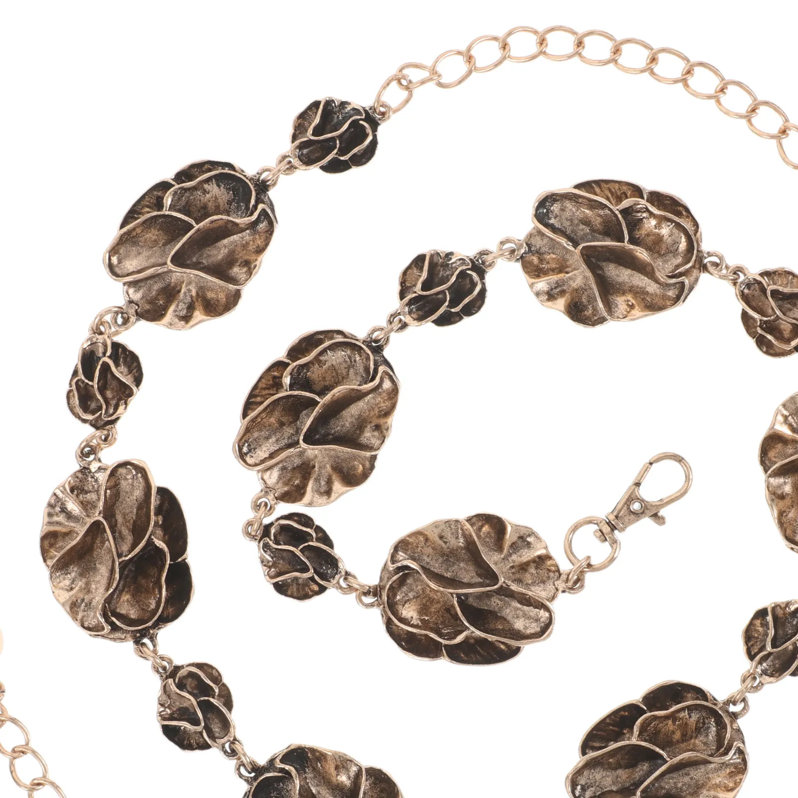 Metal Waist Chain Belt 120cm Adjustable 3D Flower Design Stylish Layered Belt for Dresses Jeans Boho Outfits Dress Waist Chain