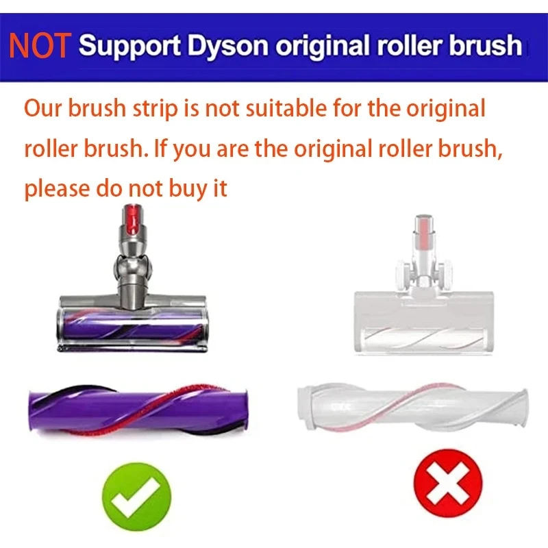 Vacuum Cleaner Rolling Brush Soft Plush Strips For Dyson V6 V7 V8 V10 V11 V15 Strips Soft Roller Head Accessories