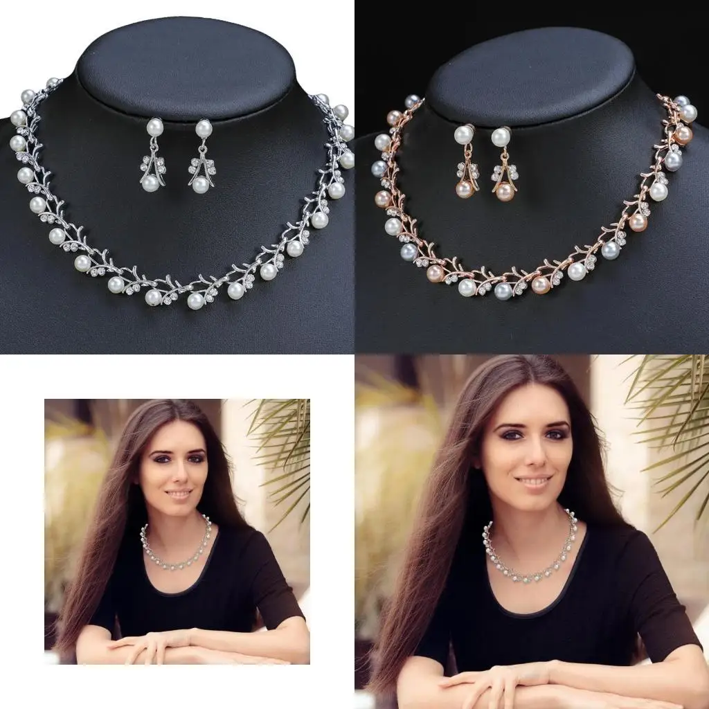 

31BB Elegant Designs Women's Stylish Pearls Jewelry Set Necklace Earrings Jewelry Accessory for Various Occasions Outfits