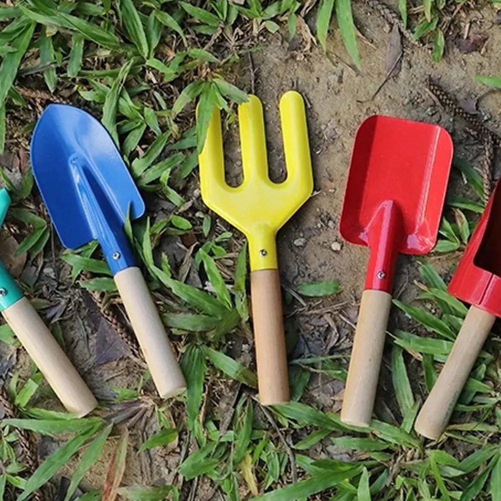 

3pcs Garden Tool Set Pointed Shovel Spade Cultivator Hand Trowel Wooden Handle Planting Tools Digging Loosening Soil Lightweight