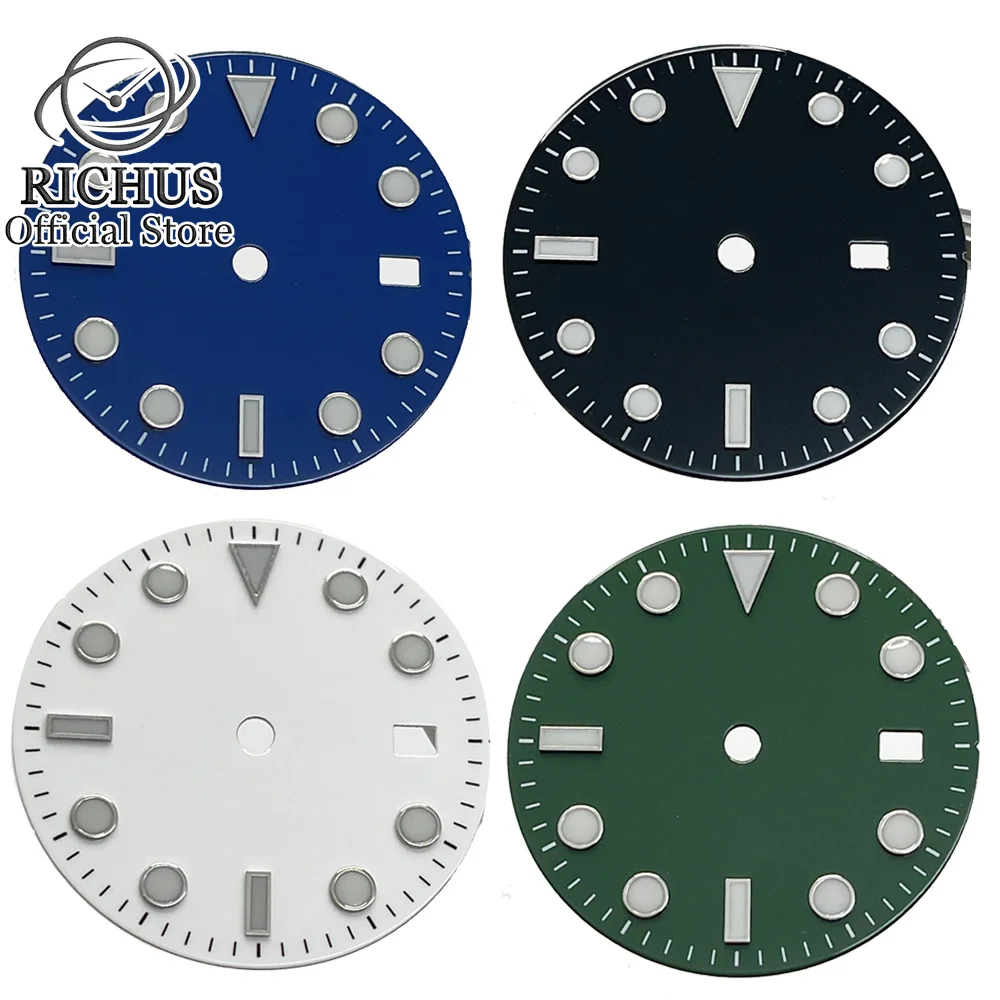 31.5mm watch dial luminous dial Blue Luminous fit NH35 ETA2836 2824 Mingzhu DG2813 3804 Miyota 8215 821A Seagull 1612 movement