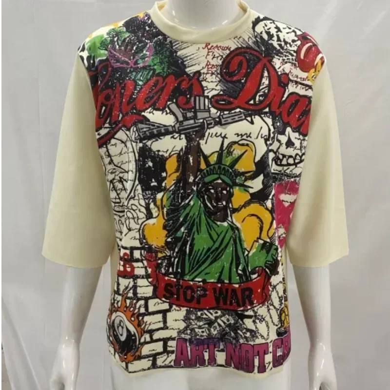 

Y2K Street персонализированная граффити с принтом, внешняя торговля, Европа и Америка, трансграничная осенняя большая свободная футболка, партия