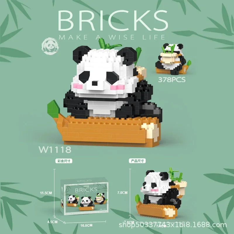 Mini Cute Panda Building Blocks cute dolls anime Model panda diy Tabletop educational toy ornaments boys girls  birthday gifts