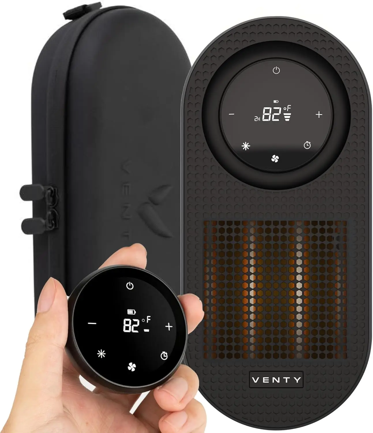 

Портативный обогреватель CozyPod мощностью 500 Вт с дистанционным управлением и светодиодным дисплеем, черный/белый