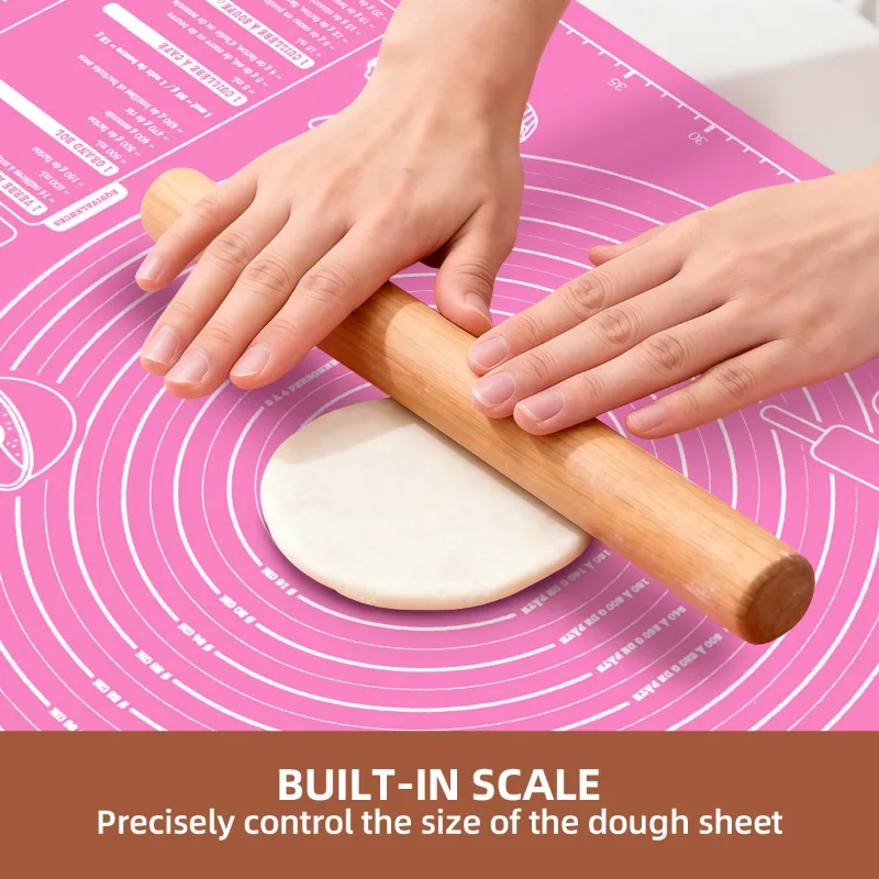 Verdickte Teigrollmatte, Wiederverwendbare Backmatte, Multifunktionale Antihaft-Backmatte, zum Ausrollen von Teig, Kneten und Backen von Gebäck
