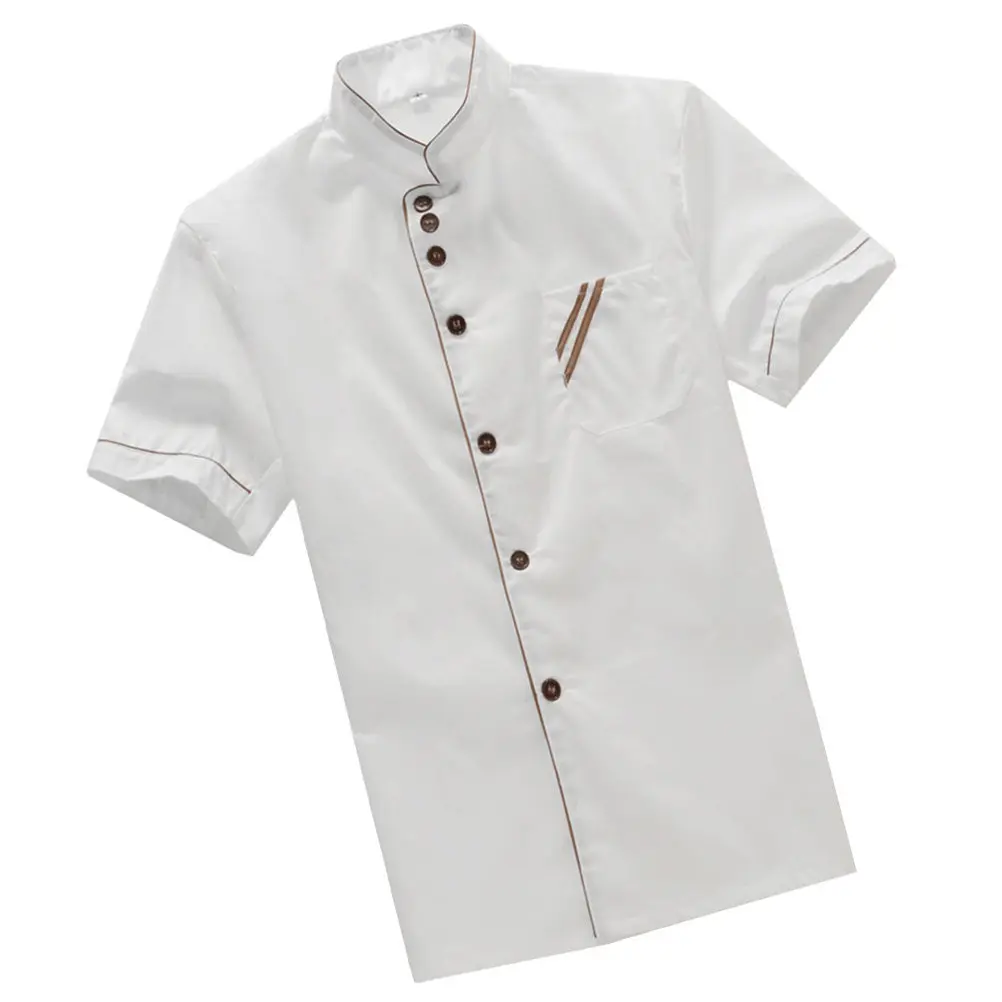 

Универсальная белая куртка повара с коротким рукавом, размер M, износостойкая, дышащая, повседневная, свободного кроя, для кейтеринга, пекарен и общепита