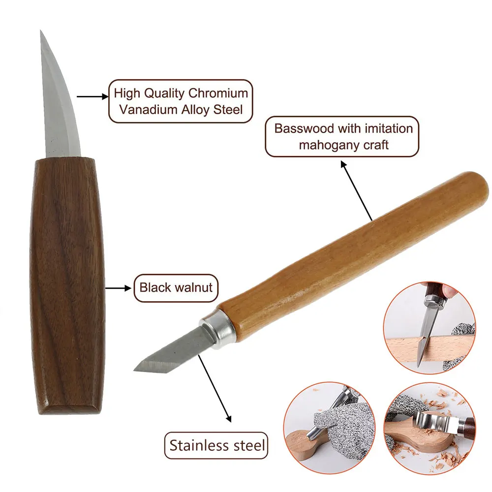 Wood Carving Chisel Cutter Set Sharp Woodworking Whittling Cutter Gouges Hand Tools for Carpenter DIY Wood Craft Beginner