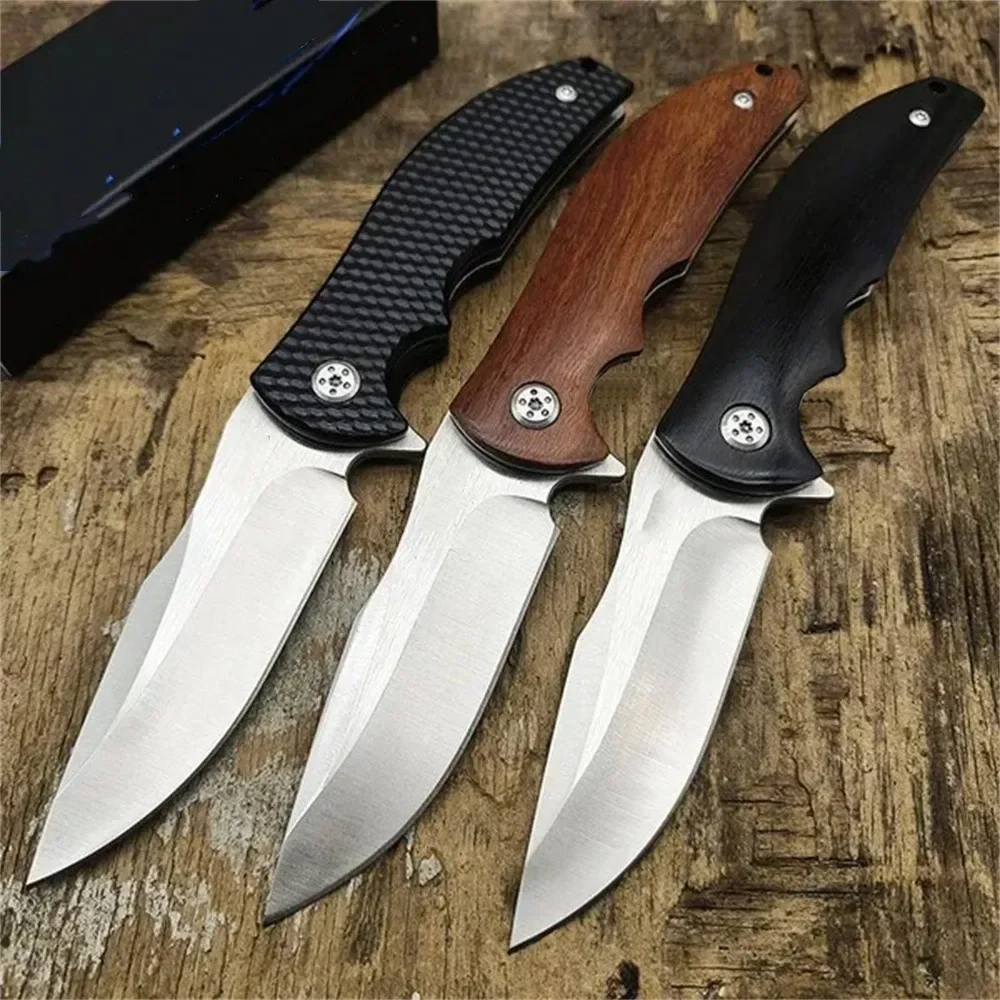 Tactical 0606 Ball Bearing Flipper Folding Knife 9cr18mov Blade Wooden/G10 Handles Pocket Camping Knives Outdoor Hunting Tools