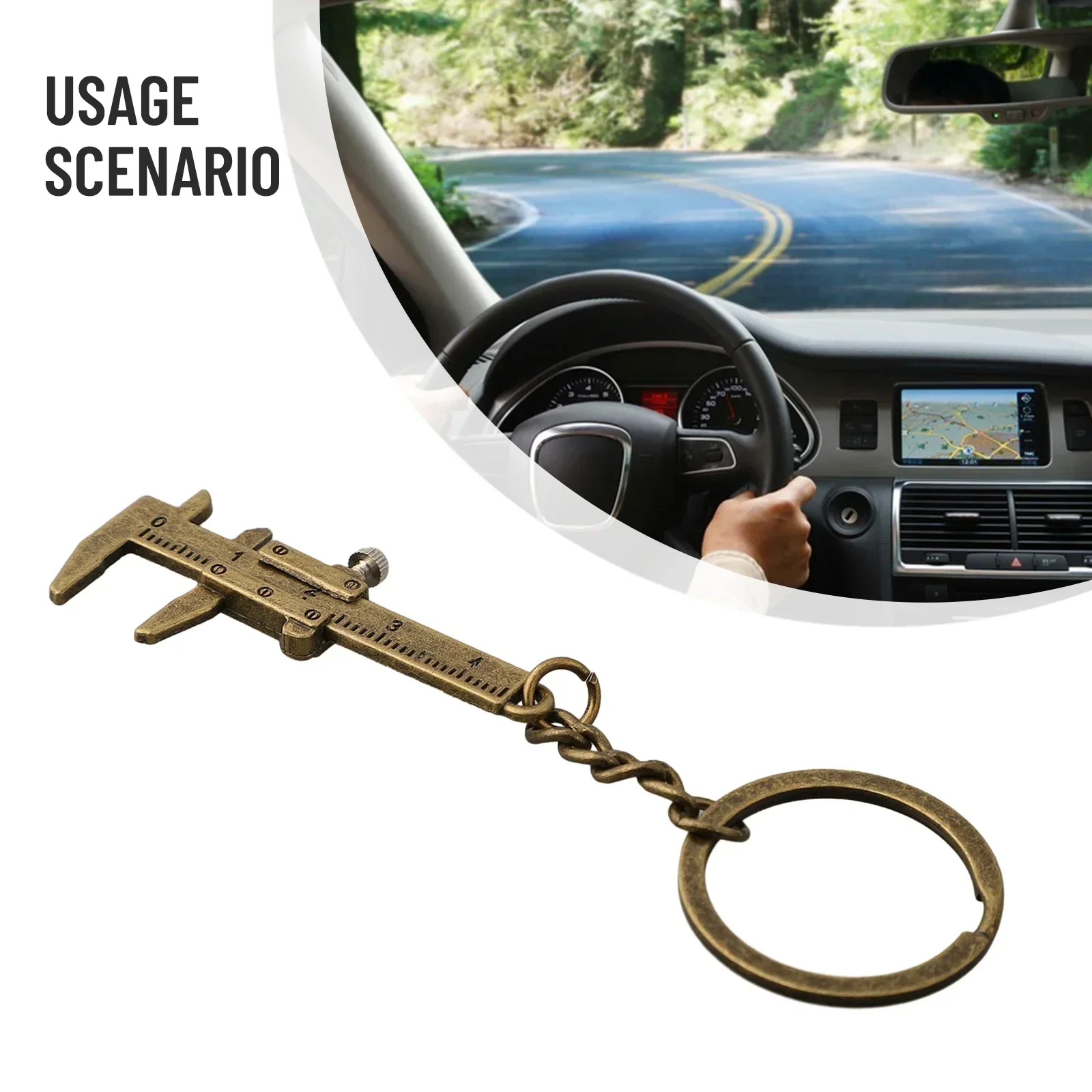 Car Keychain Portable Mini Vernier Caliper Car Turbo Key Chain Rings Measuring Tools Keychain 0-40mm Vernier Calipers