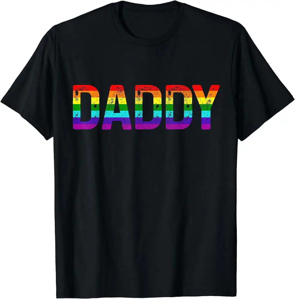 Daddy Gay Pride Month LGBTQ Fathers Day Rainbow Flag Queer T-Shirtfor Men Clothing Women Tees 100%Cotton Short Sleeve