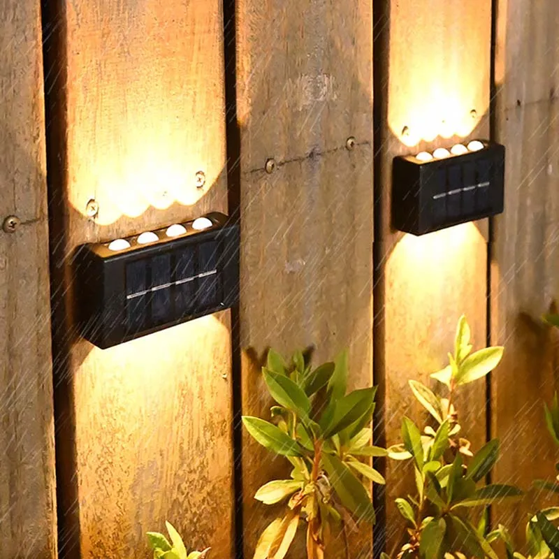 

Solar Wall Light Waterproof Garden Yard Fence Decor Lights Outdoor Landscape Warm White Stair Balcony 6/8 LED Solar Step Lamp