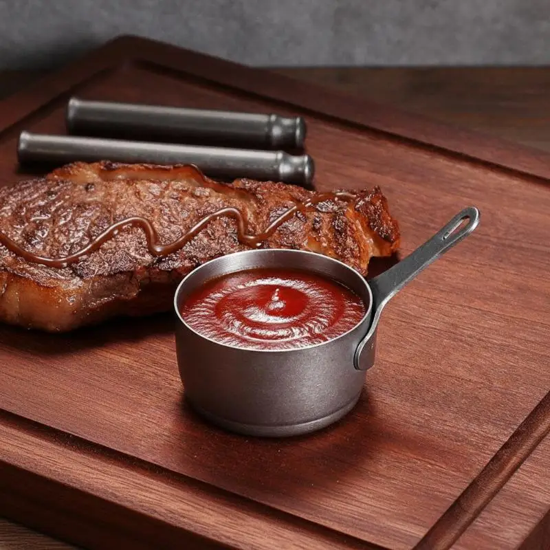 【YA】Stainless Steel Sauce Cup Non-Rust with Handle Stackable Storage Multifunctional Reusable Dipping Bowl for Restaurant Use