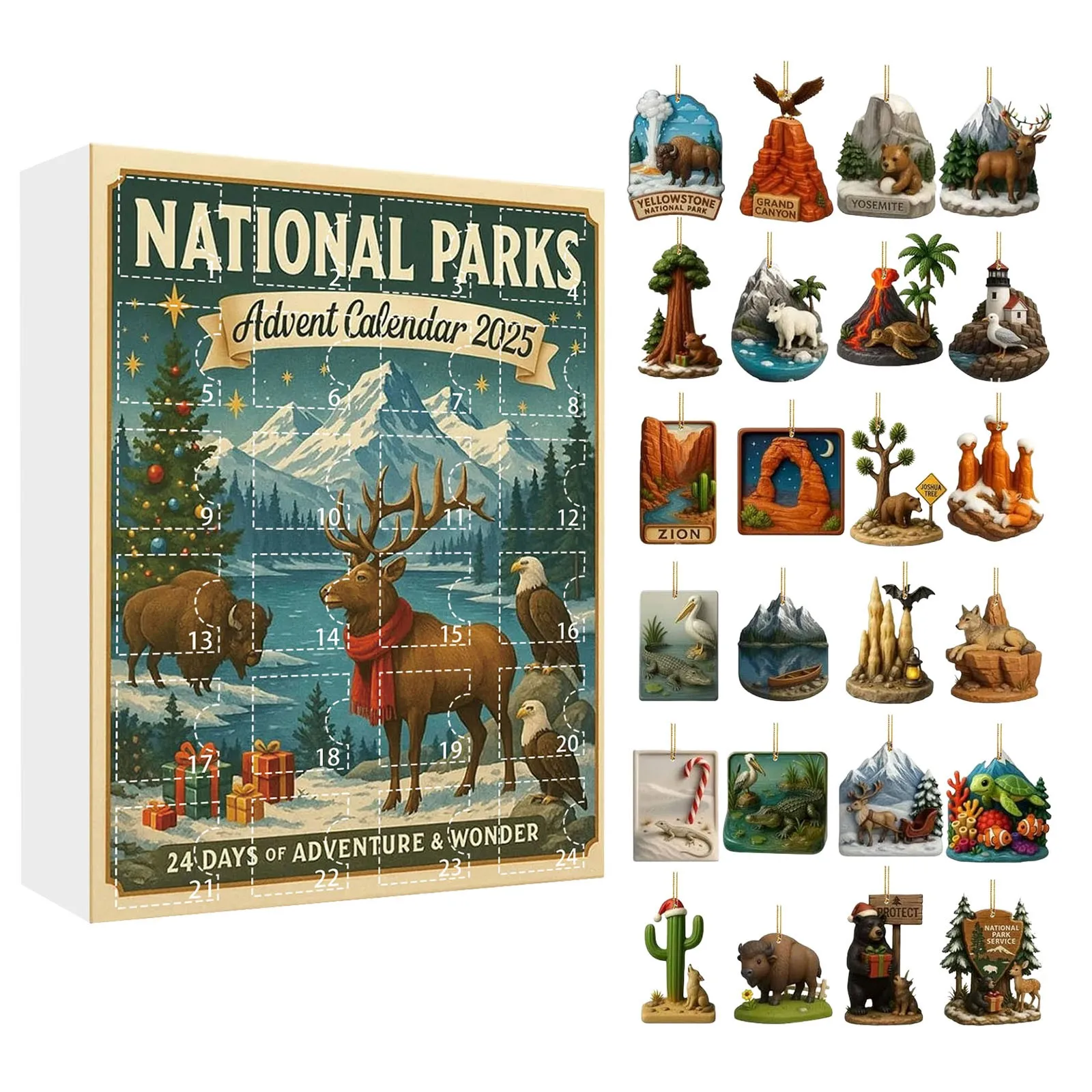 Large Digital Timer Wall National Parks Advent Calendar 2025 With 24 Ornaments Of America’S Greatest Kids Clock Timer Visual