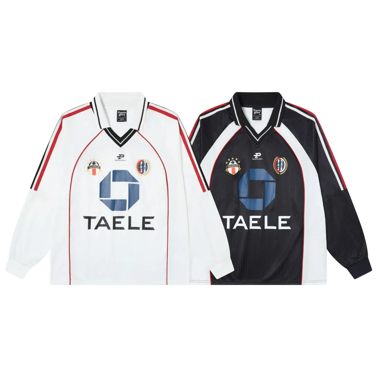 

V-Neck Retro Jersey Long Sleeve T-Shirt Men Women Streetwear Hop Hop Loose Casual Sport T Shirts Couple Tshirt