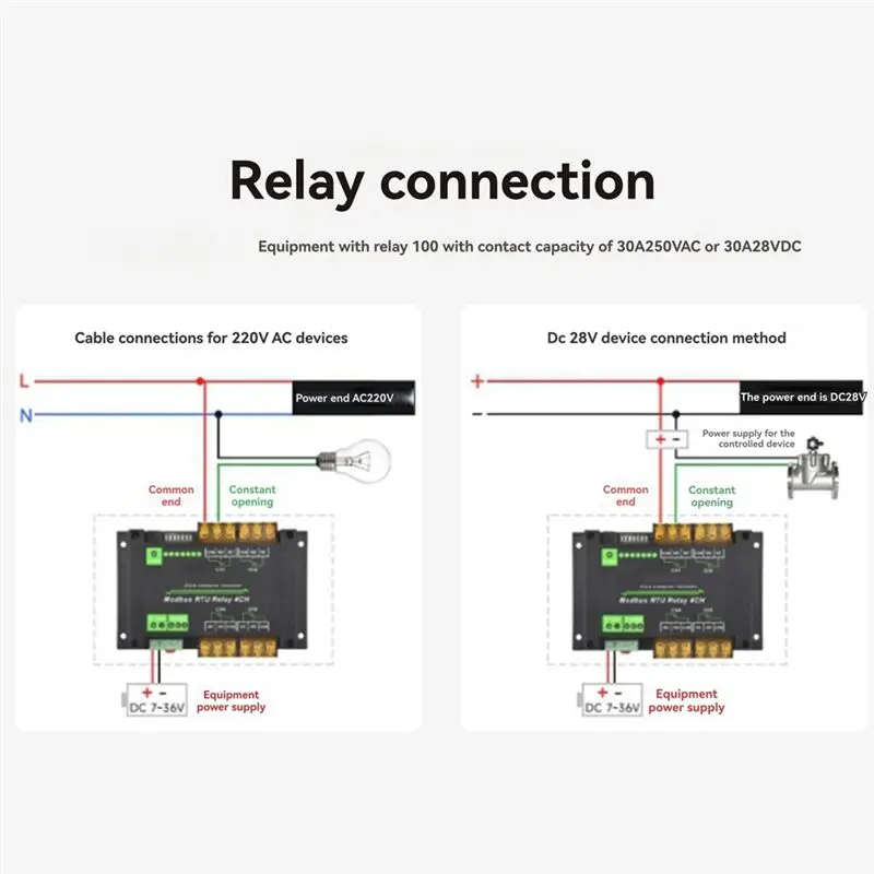 B50C DIN-Rail 4 Channel Relay Module Modbus RTU Protocol RS485 High Current Relay Module Variety Isolation Protection Circuit