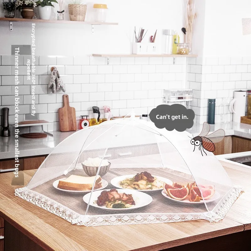 Cubierta de malla plegable multifuncional de 43/48 cm para alimentos, red para pícnic al aire libre, mosquitera para camping, cubierta plegable para platos