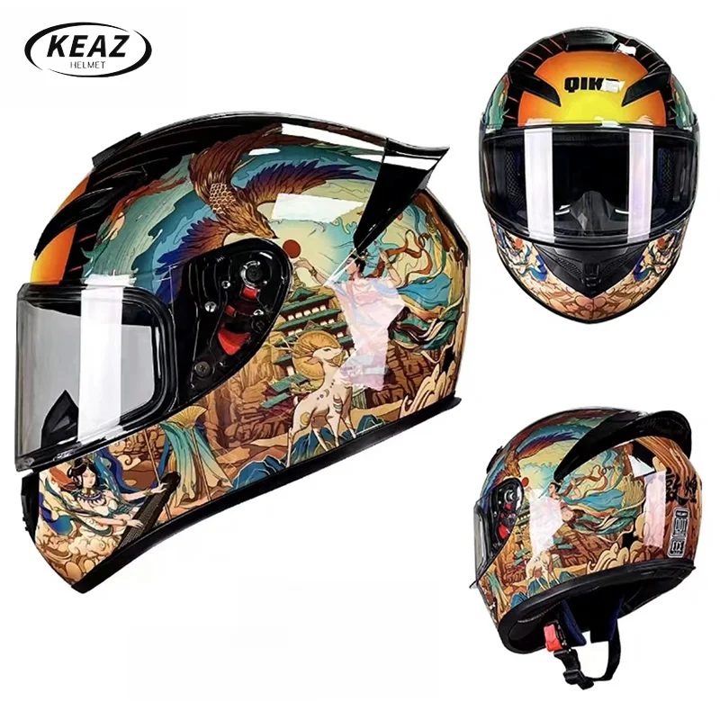 

DOT Approved Ancient Elements Motorcycle Equipment Racing Full Face Helmet Motocross Helmet HD Visors Capcete Moto Masculino