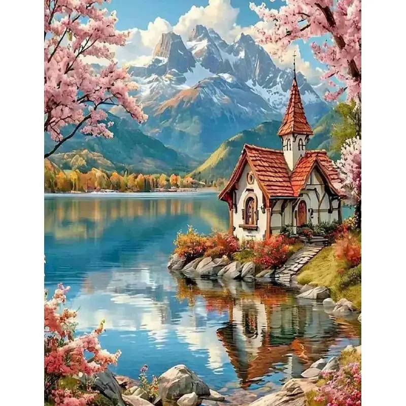 

Village Painting By Numbers Home Wall Art Decor Pictures By Numbers Landscape Number Painting Create Wall Art Diy Making Kits ﻿