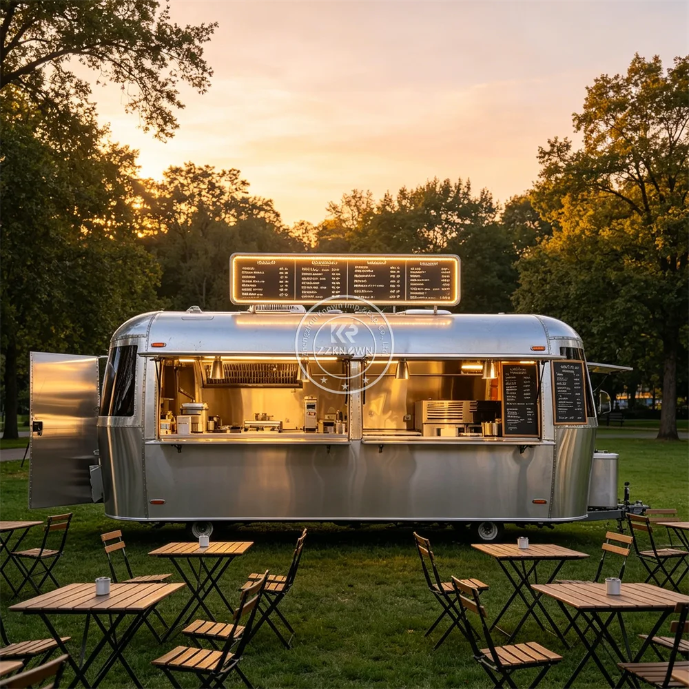 Food Truck Mobile Kitchen Trailer Coffee Ice Cream Cart Customized Concession Food Trailer With Complete Kitchen Equipment