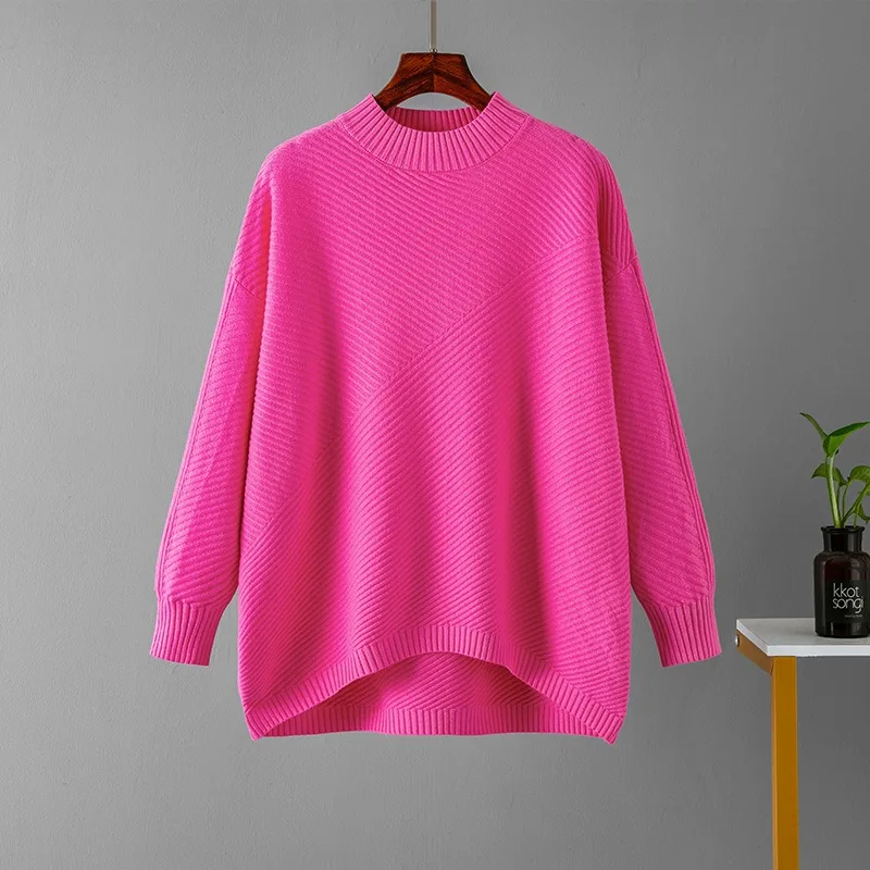 Nuevo en jersey para mujer, suéter Retro holgado con cuello medio alto para mujer, ropa elegante para mujer, Tops de moda de manga larga