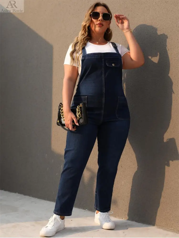 Jumpsuits Women   High waist plus size Casual Straight Ladies  Female Denim   Ankle-length Jeans Rompers  6XL 7XL 8XL