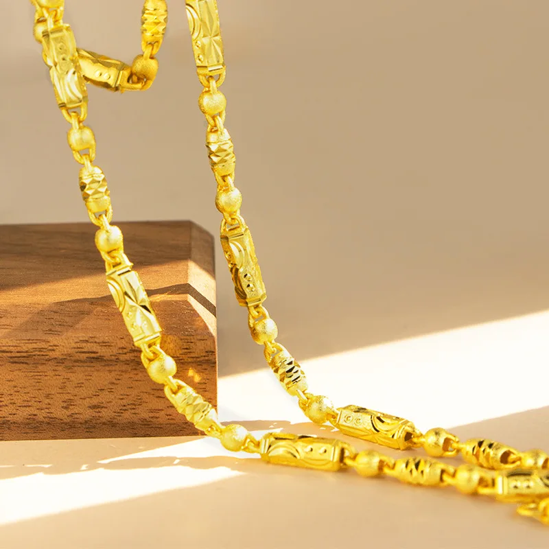 9999 Gold Men's Necklace - Long-lasting Color-Resistant Fashion Collar Chain