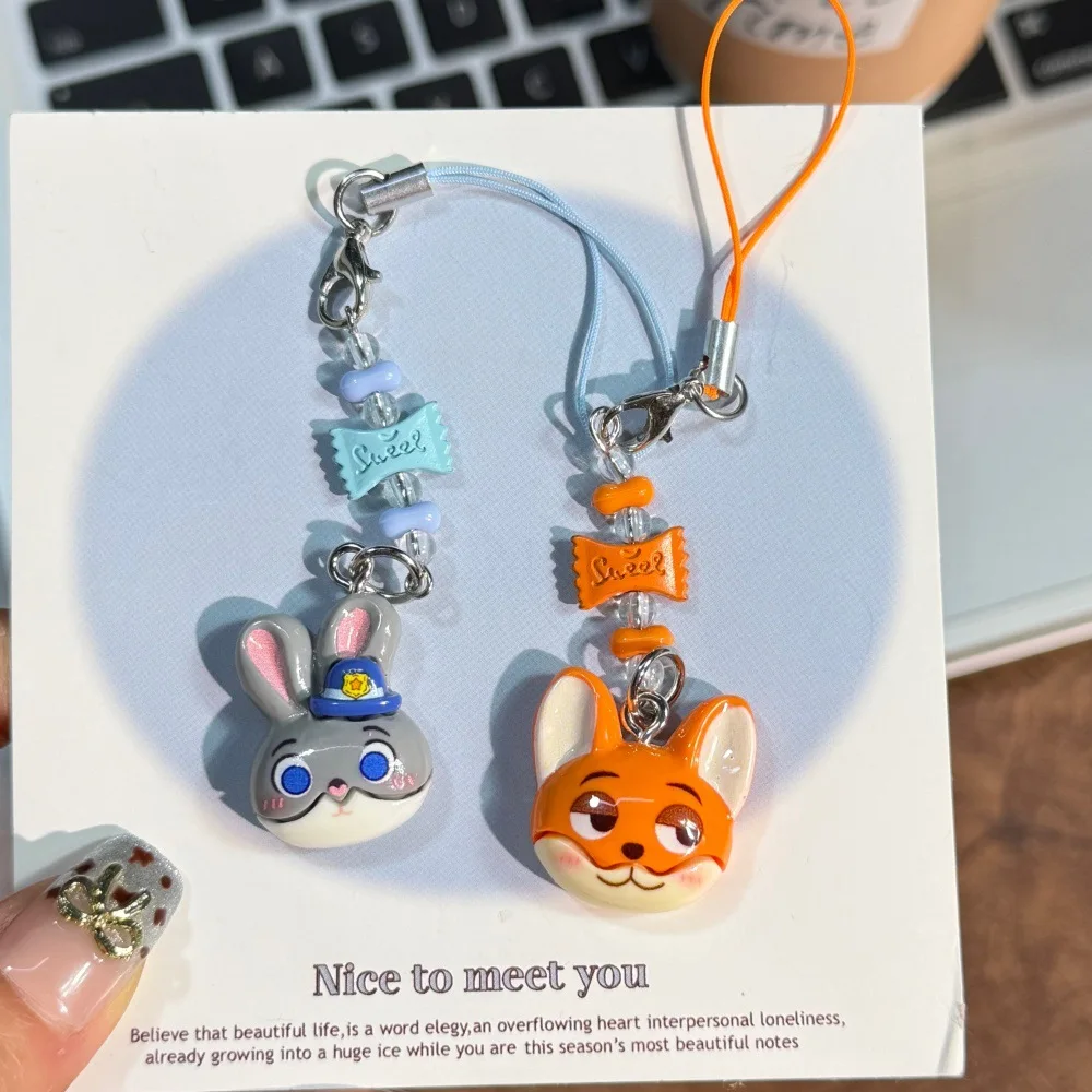 

2 шт., мультяшная Зверополис, Ник, Юдит, лапа, пончик, цепочка для мобильного телефона, пара, чехол для телефона, украшение, игрушка, подвеска для камеры, брелок, подарки