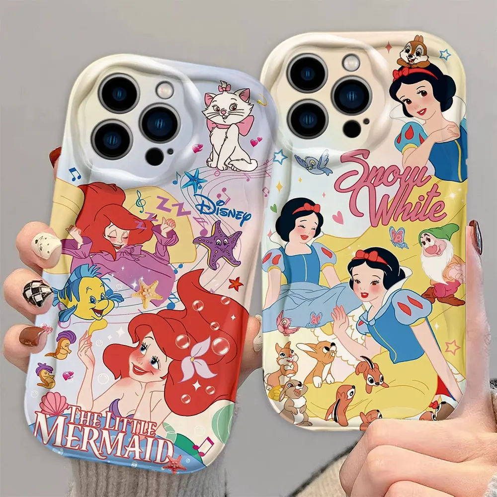 Disney Princess 3D Wave Phone Case For Samsung Galaxy A02 A03 A04 A05 A05S A06 A10 S20 S21 S22 S23 S24 M54 4G Soft Silicone Case