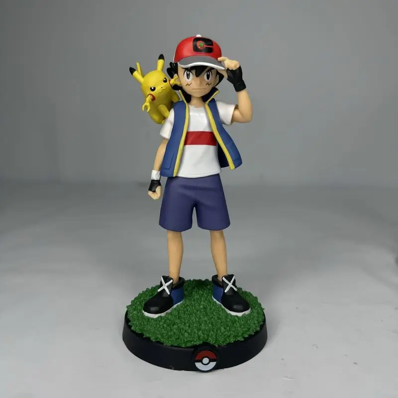 Pokémon Ash Ketchum Anime Action Figure, Ash Ketchum PVC Modelo, Toy Statue, Coleção Ornamento, Presente de Aniversário Infantil, 18cm