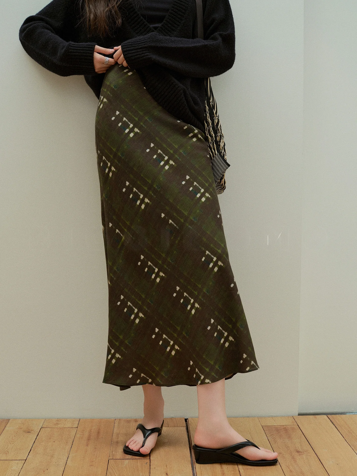 

Biggie Wildern Wind Long Classic Fi Tail Skirt Slim Fit Linen Print Casual High Waist f Body Skirt