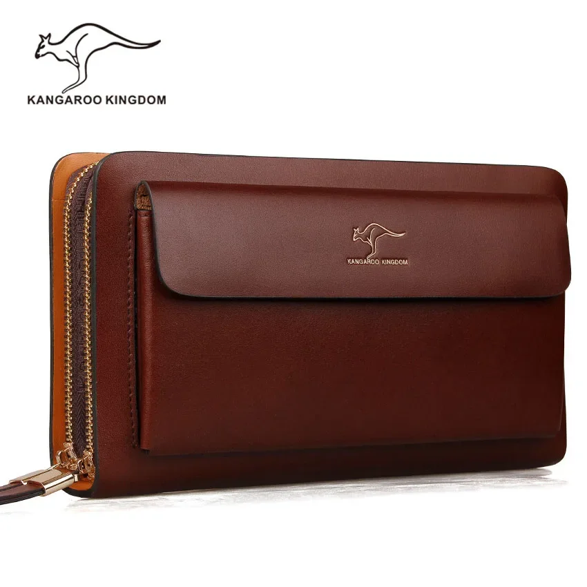 Kangaroo Kingdom Luxury Designer Brand Handbags Split Leather Big Capacity Men Clutch Bags Business Hand Bag for Man