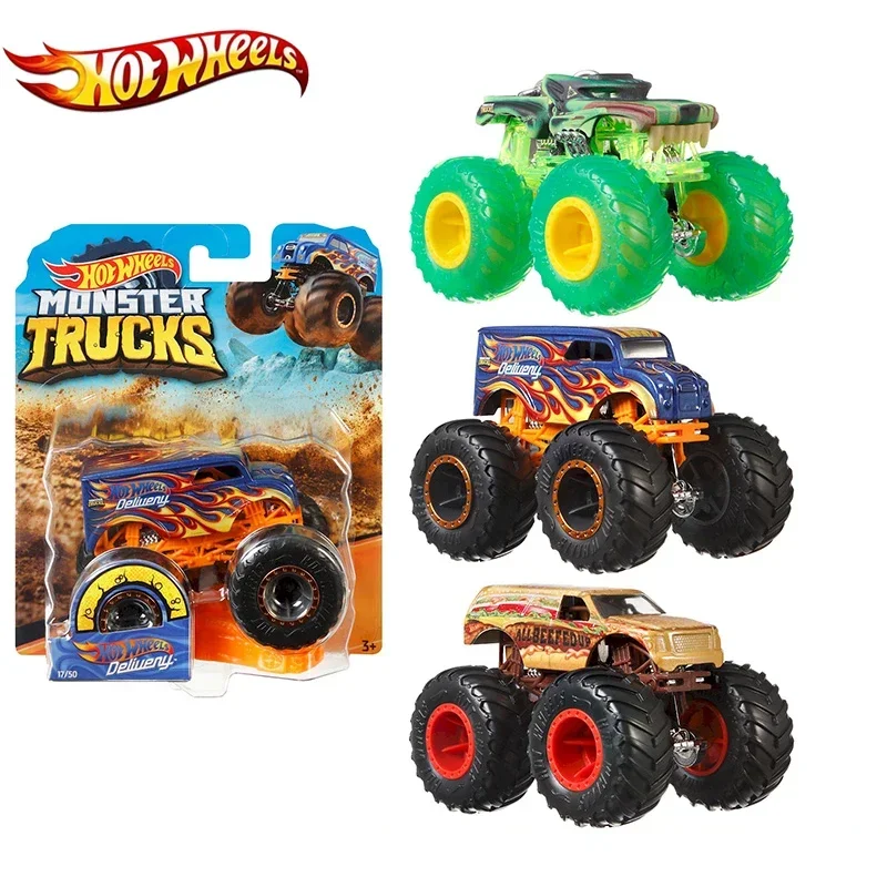 Original Hot Wheels Monster Trucks Maker Diecast 1:64 Big Foot Giant Car Assemblable Metal Model Collection Kids Toys Boys Gift