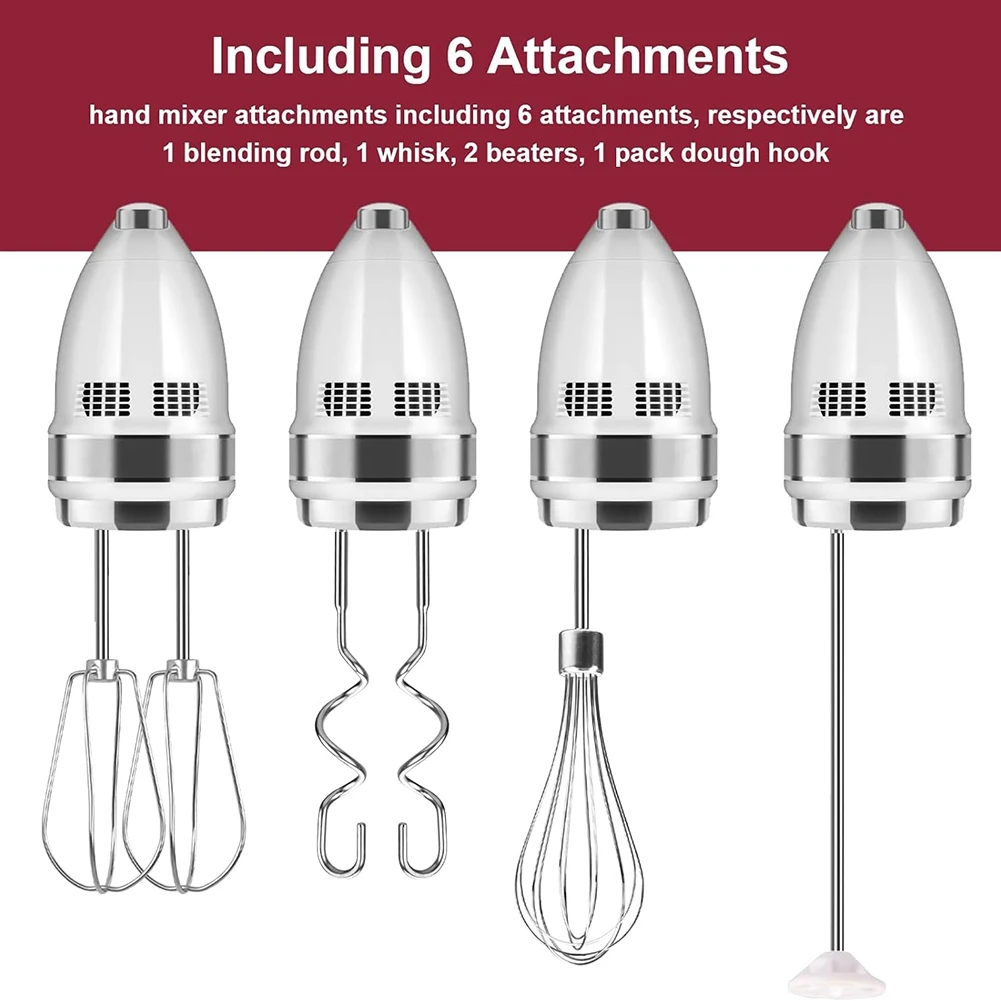 Accessoires de mélangeur à main batteur, fouet, tige de mélange et crochets de pâte, accessoires de mélangeur à main en acier inoxydable pour Kitchenaid