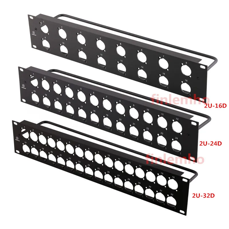 2U Rack Patch Panel 16/24/32 Way Channel 86 Type Flight Case Mount For HDMI XLR Connecctor Male Female SpeakOn Audio Cable Plug