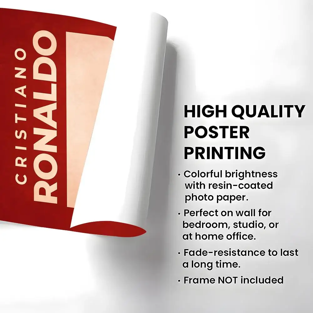 Athlete Ronaldo Poster Self-adhesive Art Waterproof Paper Sticker Coffee House Bar Room Wall Decor