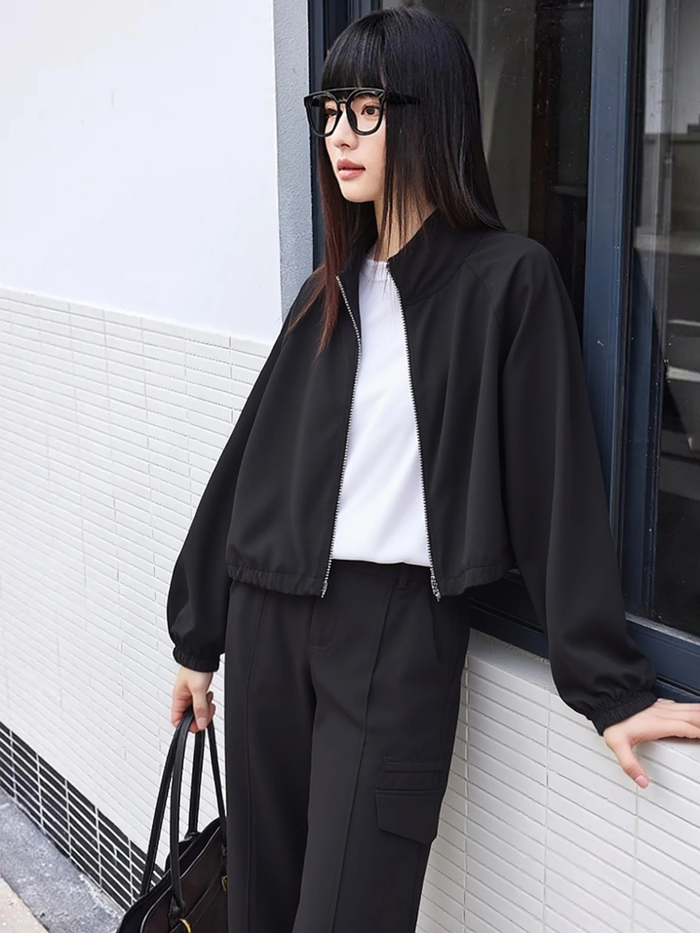 n-series-casual-sun-protection-coat-stand-collar-spring-2026-women's-fashion-polyester-fiber-long-sleeve-short-zipper