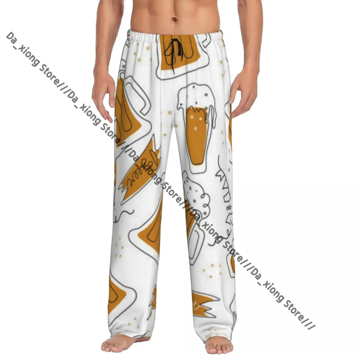 

Men Sleep Bottoms Male Lounge Trousers Men's Beer Mugs Art Pajama Pants