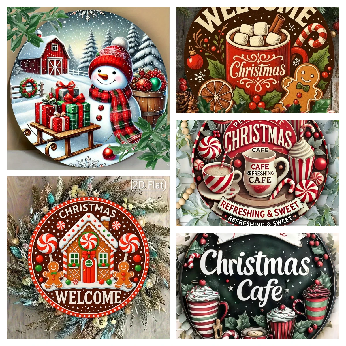 Vintage Collectible Tins - Винтажная ретро-коллекция рождественских круглых металлических табличек: