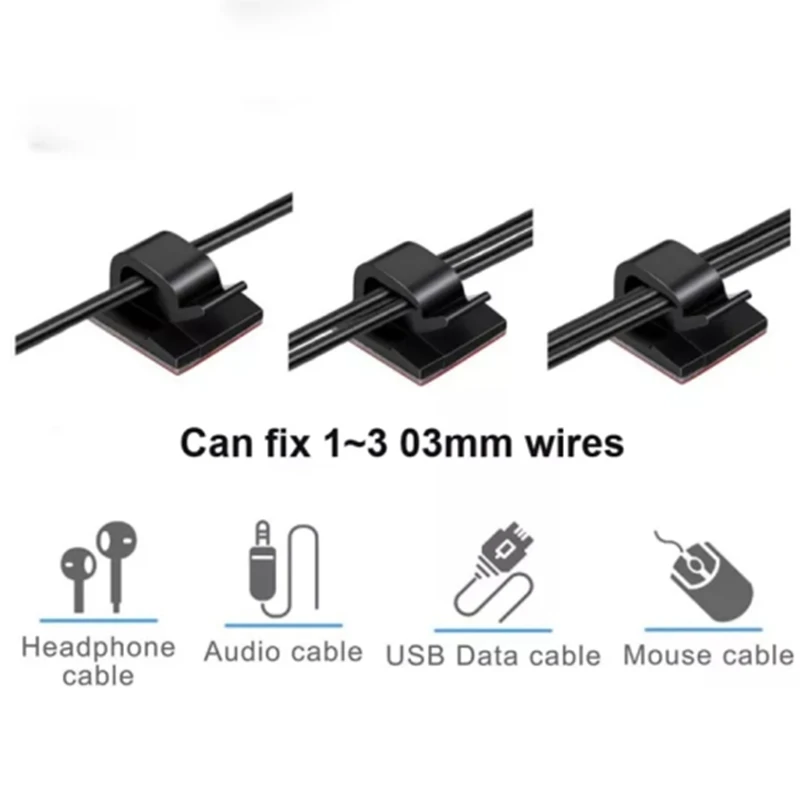 10/20/50PCS Self-adhesive Cable Winder Organizer Clips Network Cable USB Wire Holder Fixer Management Data Cord Line Clamp