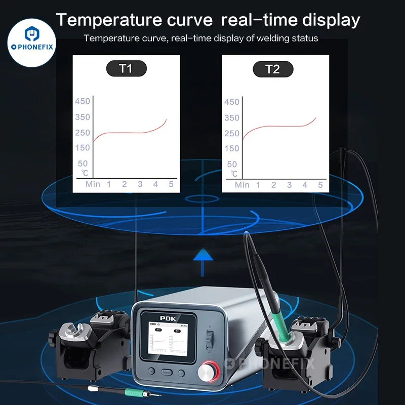 i2C PDK1200 300W Stazione di saldatura doppia intelligente Supporto T115 T210 T245 Punte della maniglia di saldatura per riparazione di saldatura IC