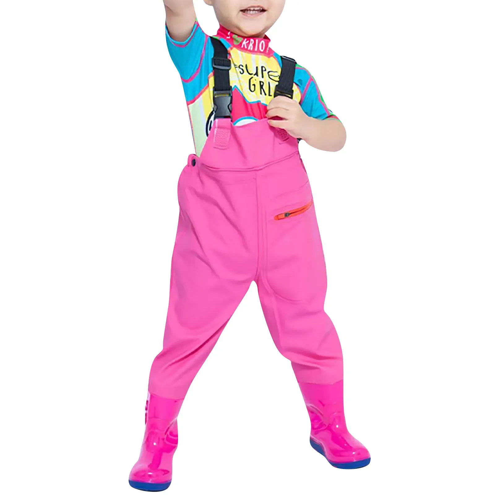Children Fishing Chest Waders Outdoor Activities Girl Boy PVC Rain Pants Waterproof Bootfoot Quick-dry Hunting Fishing Suit