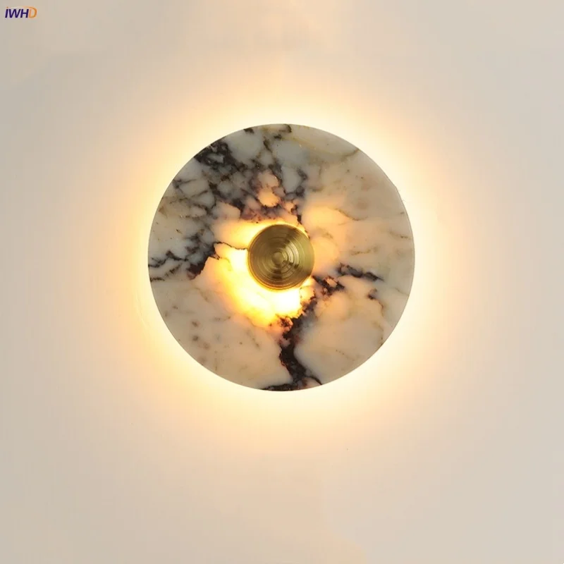 

Nordic Messier Marble Wall Lamp Natural Delicate Stone LED Lamp Dining Room Restaurant Bedroom stair lights Waterproof quallen