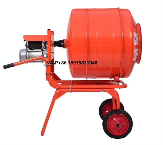 350L Hand Push Horizontal Small Concrete Mixer with Thickened Mixing Bucket, Portable Concrete Mixer