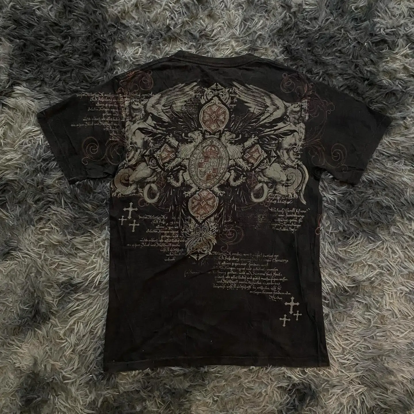 2000s Affliction Shirt Skull Print Fashion Graphic Top Street Style Loose Clothing