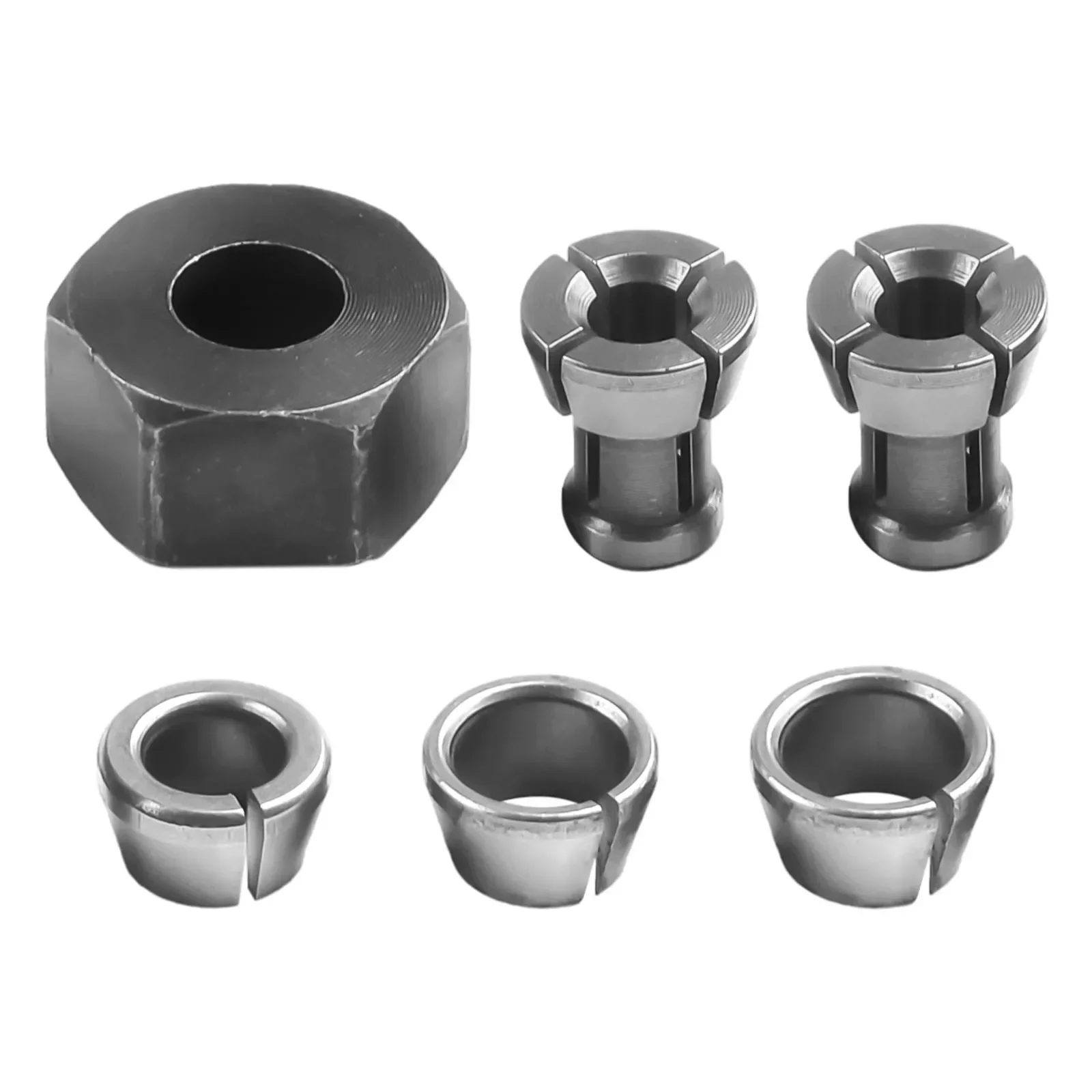 6 PCS Collet Chuck Adapter Set With Nut Engraving Trimming Machine Chucks Trimmer Electric Router Bit Collets 10/9.5/8/6.35/6mm