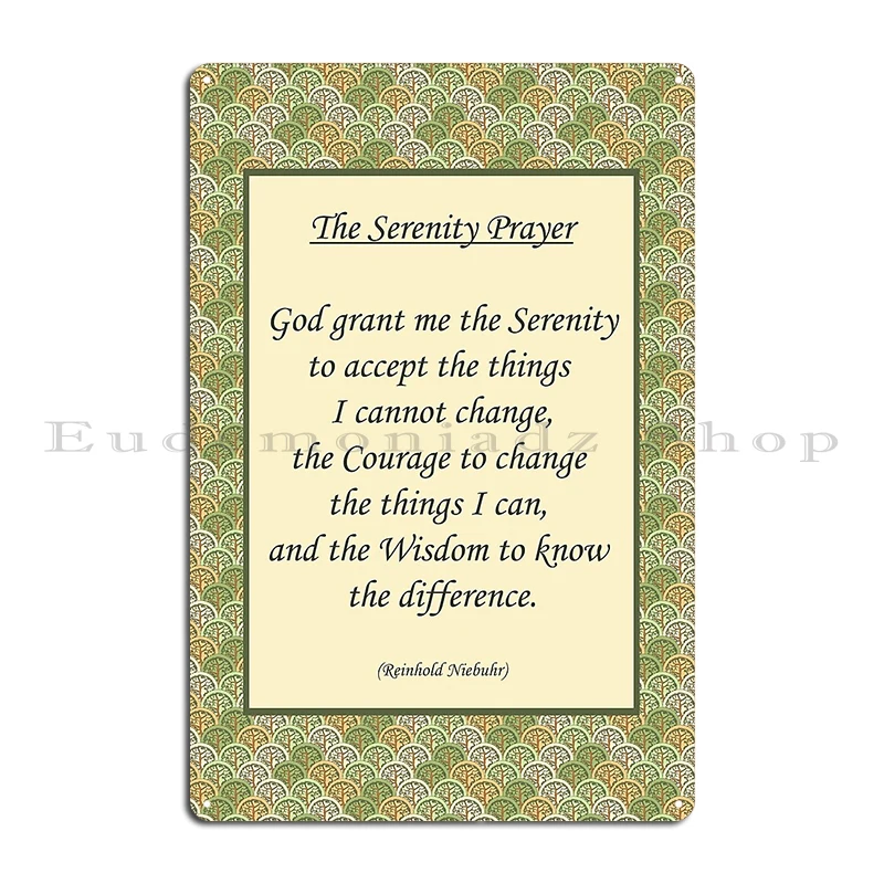 صلاة الصفاء بالألوان الطبيعية AA النصي الصفاء الشجاعة الحكمة الأزهار BW المعادن حفلة مخصصة جدار ديكور تين تسجيل ملصق #3