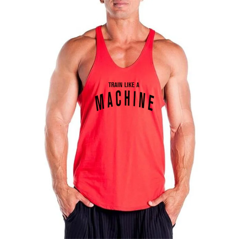 

Summer Racer Back Gym Tank Tops Men Cotton Bodybuilding Sleeveless Shirt Men Workout Muscle Singlets Summer Breathbale Singlet