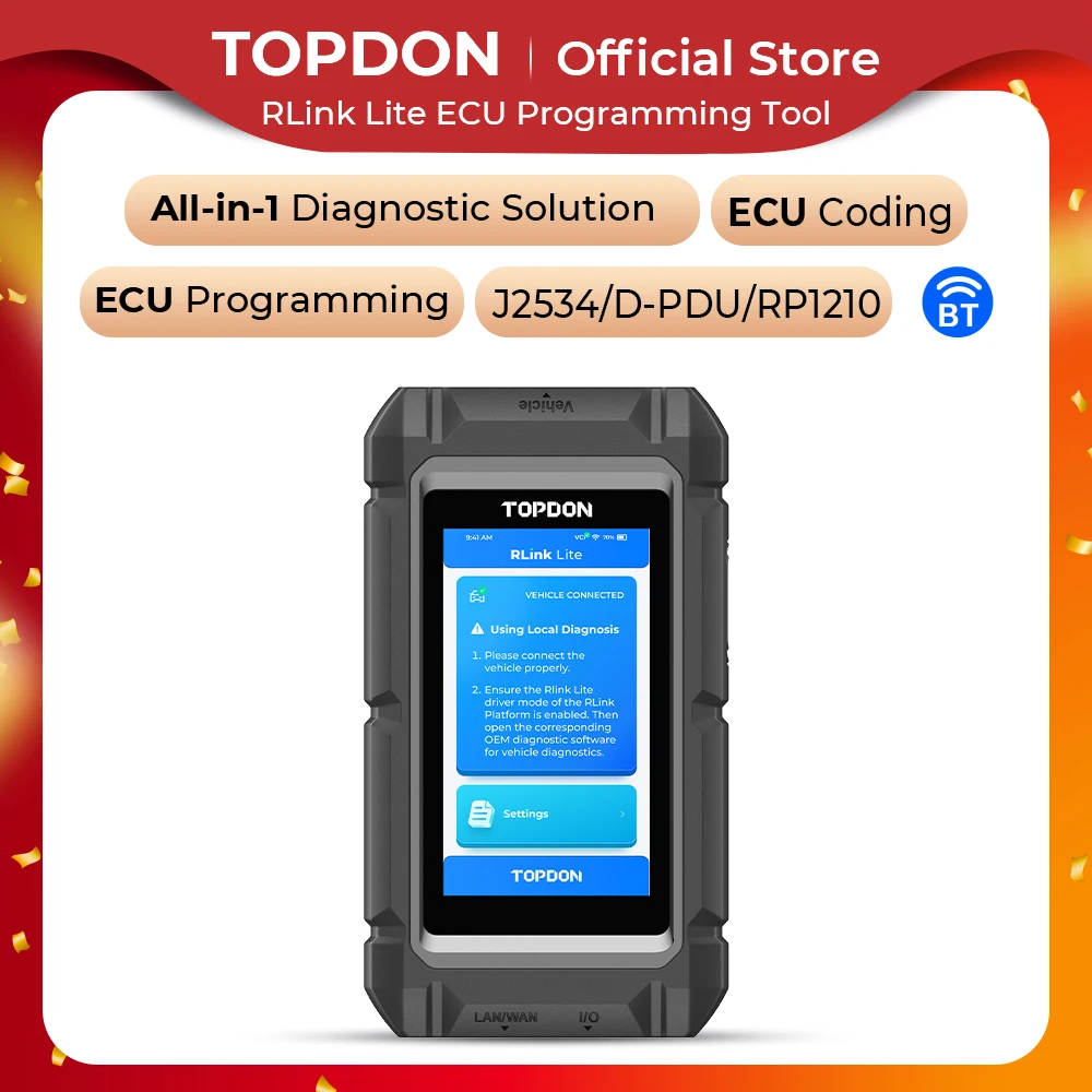 TOPDON RLink Lite E-cu Programer Programming Tool OE-LEVEL Diagnostic Auto Enhanced VCI Supports DoIP/CAN/CAN FD/D-PDU/J2534