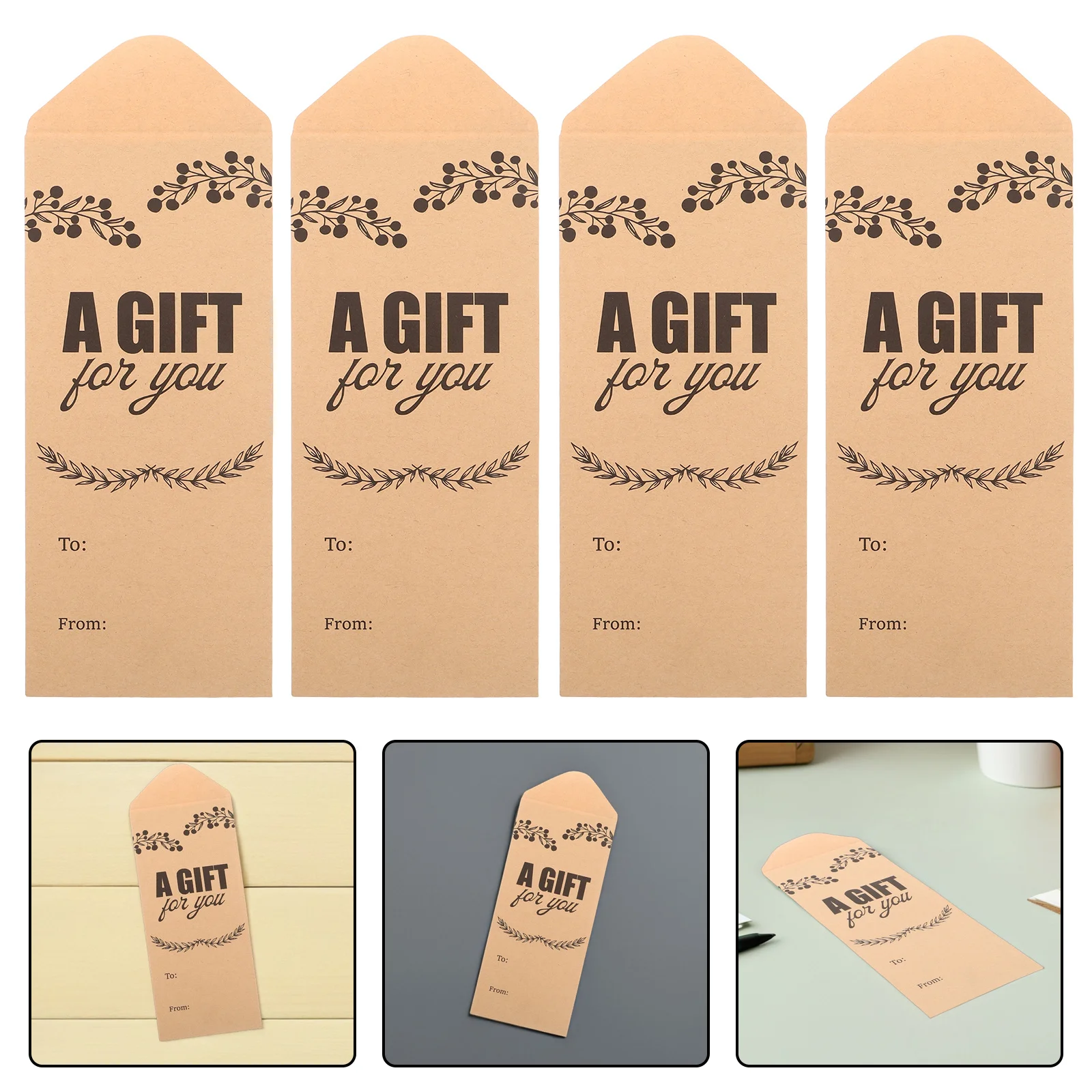 25Pcs Multifunctional Envelopes Kraft Paper Blank Writable Rustic Vintage Storage for Greeting Cards Checks Tickets Cash Coin