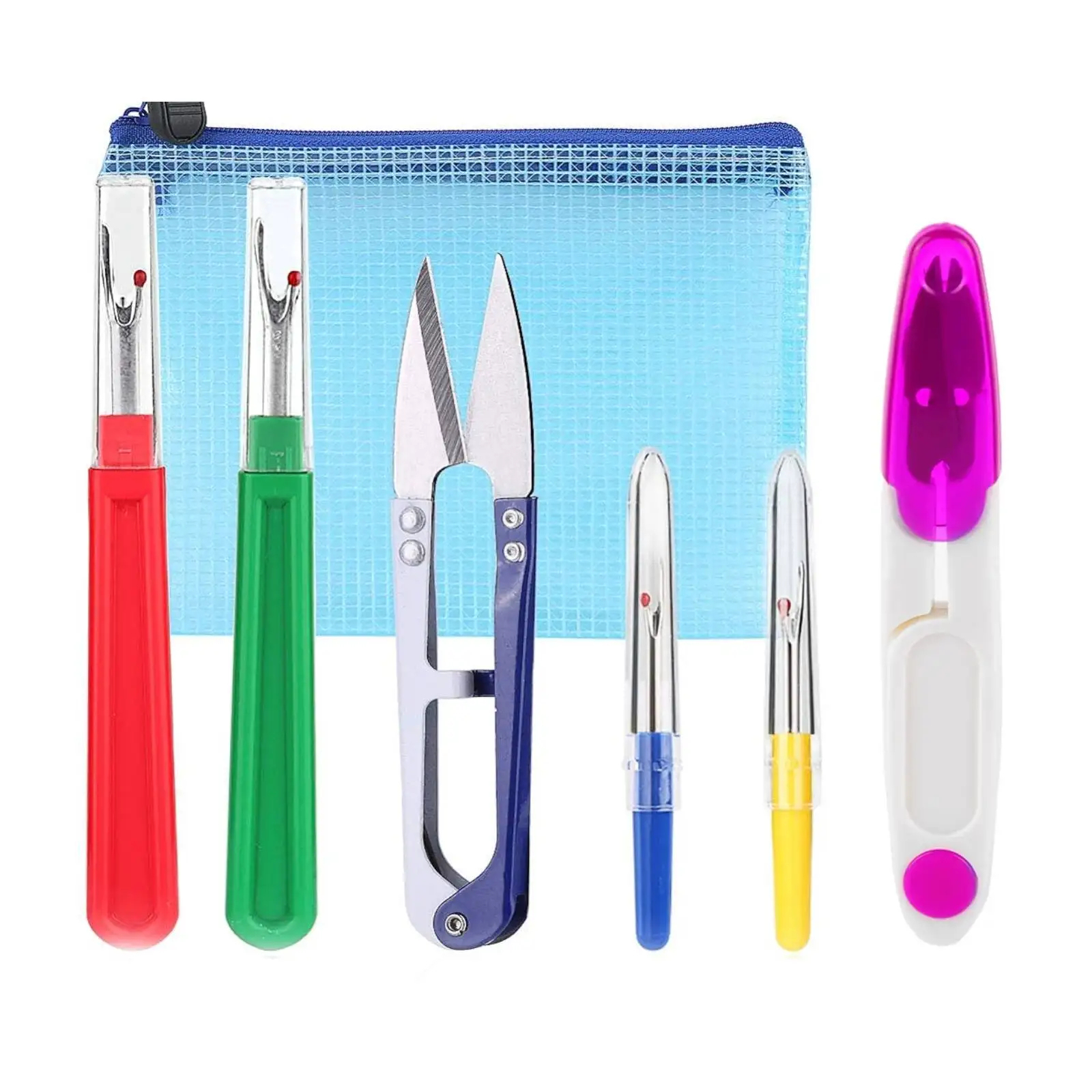 Fenrry 4Pcs Seam Ripper Stitching Thread Unpicker Thread Cutter for Sewing Stitch Ripper with Scissor Storage Bag